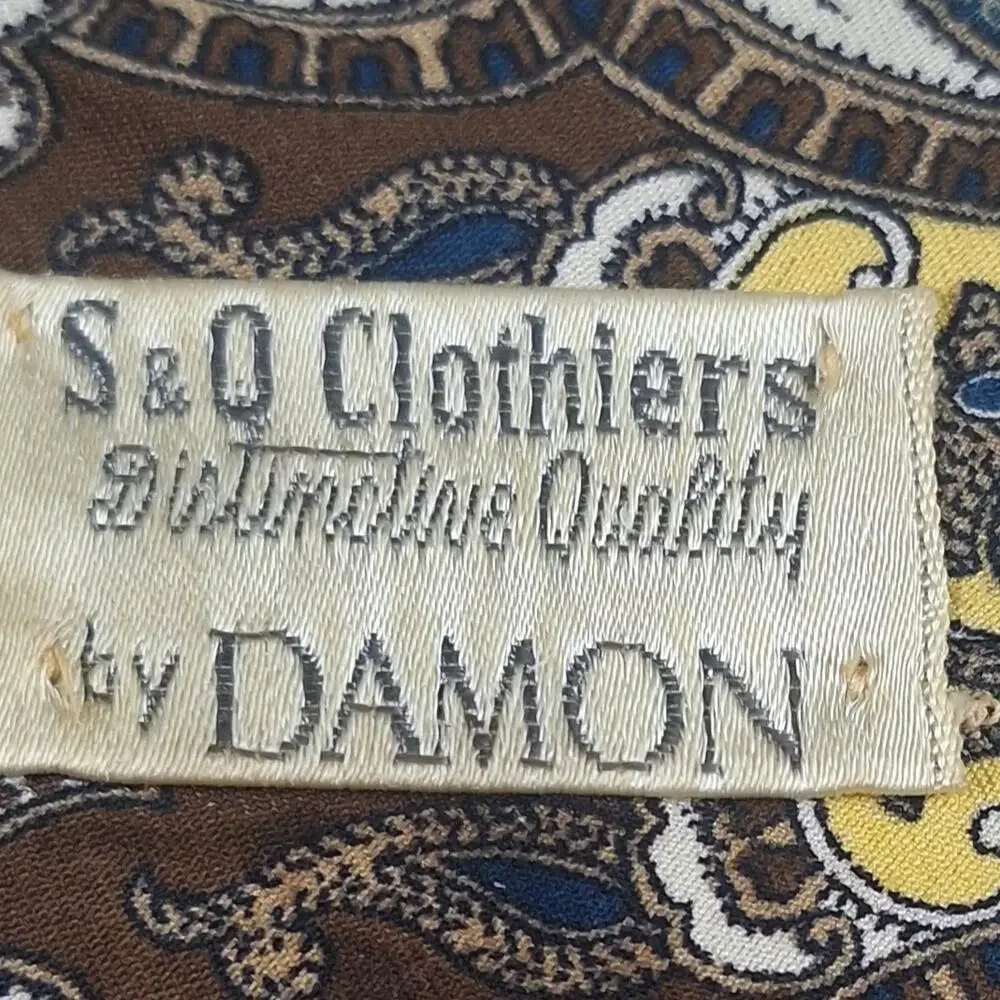 VTG Retro 100% Silk  S&Q Clothiers By Damon Paisley Patterned Tie #1014